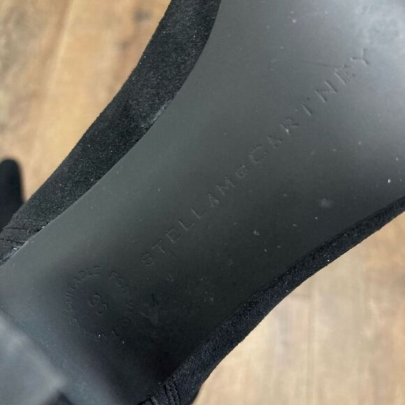 Stella McCartney Suede Knee-High Slip On Boots Black Round Toe Block Heels EU 36 - Picture 3 of 9